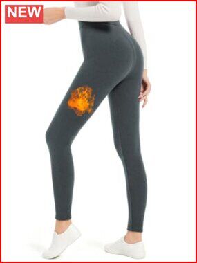 High Waisted Fleece Lined Leggings Thermal Yoga Pants Cotton Spandex Winter